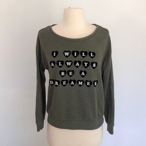 H&M Green Black Hearts Sweater - Size S